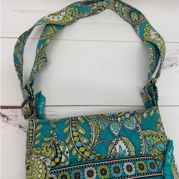 Vera Bradley Crossbody Bag Peacock Pattern Retired 2007 Hipster Teal Green Purse - Picture 14 of 16